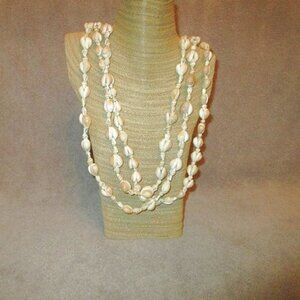 Vtg Real Cowry Shell Necklace Set Of 3 Handmade Tribal Statement African Boho